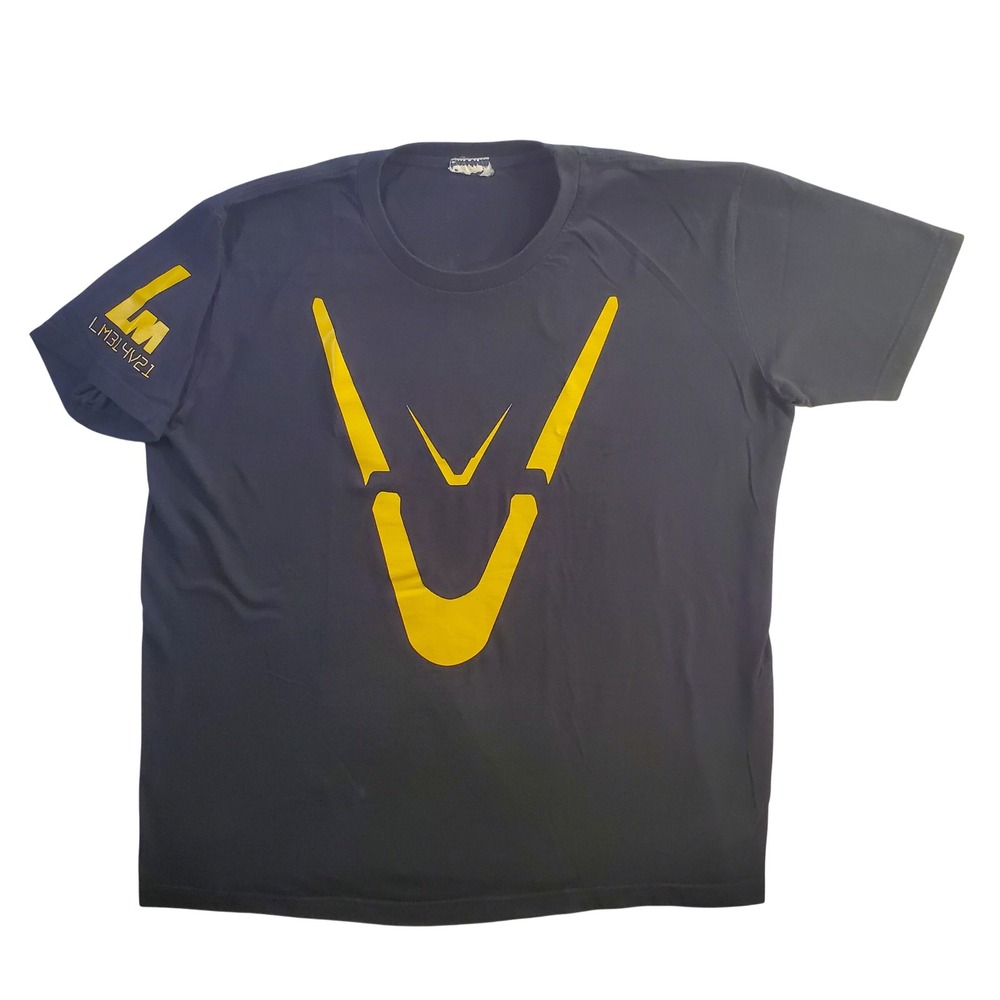 Mobile Suit Victory V2 Gundam Mens Black Yellow Graphic T-Shirt Size XL Anime